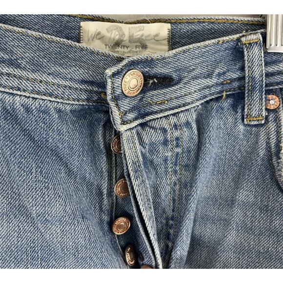 Free People We The Free Womens 25 Jeans Distressed Raw Hem Button Fly Blue Boho - Picture 5 of 11
